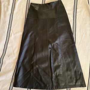Cefinn leather midi skirt. Size 2 black with burgundy liner